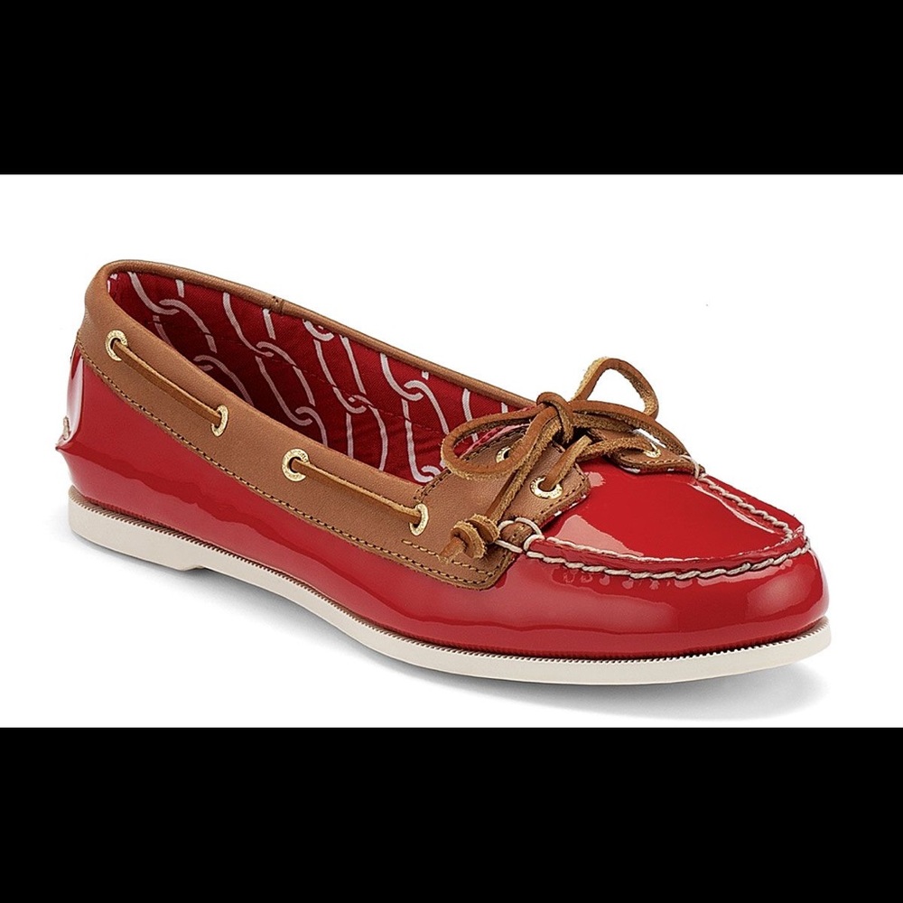Sperry Audrey red patent leather boat shoes size 8